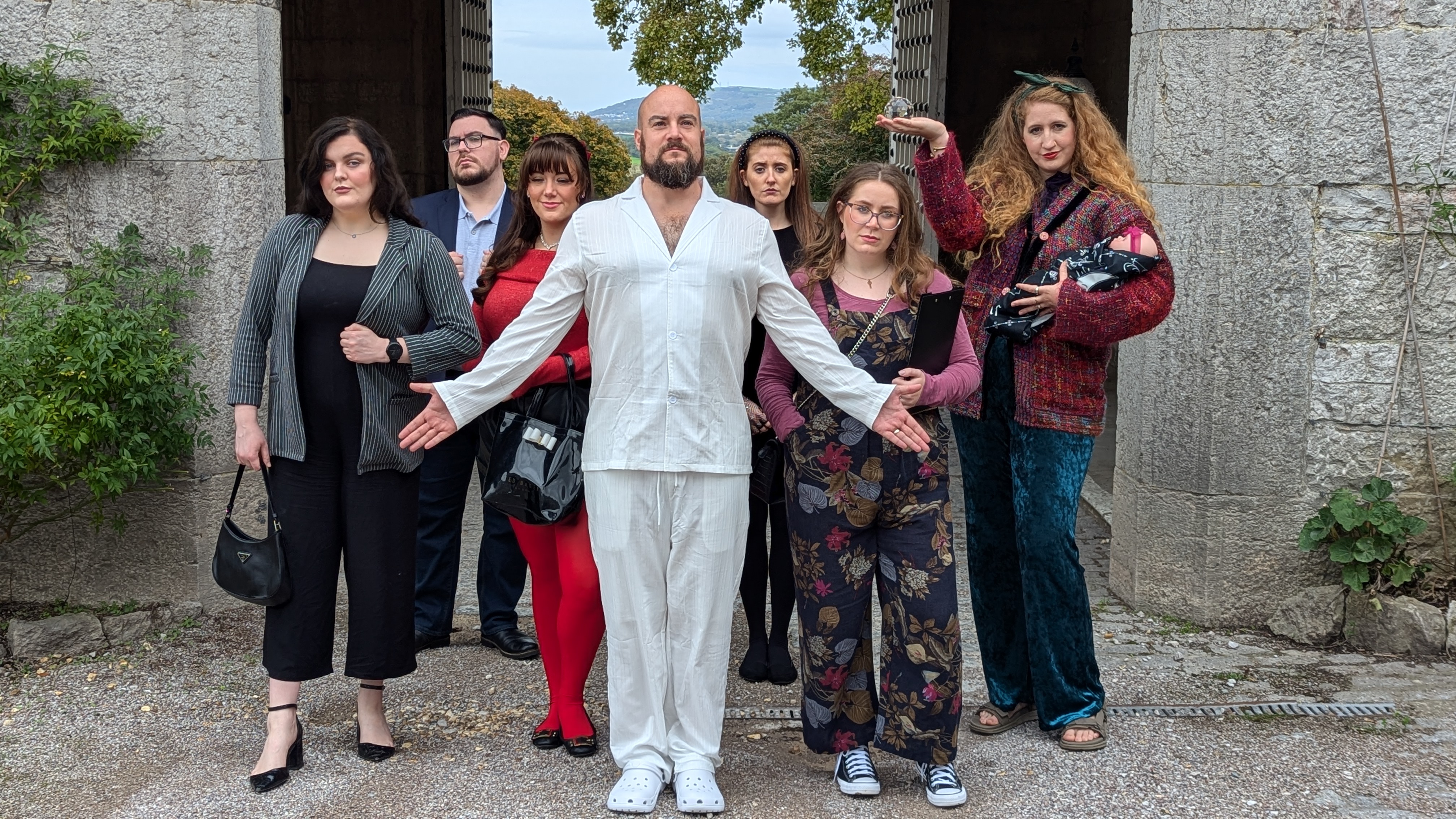 Alara Entertainment murder mystery cast at a UK event
